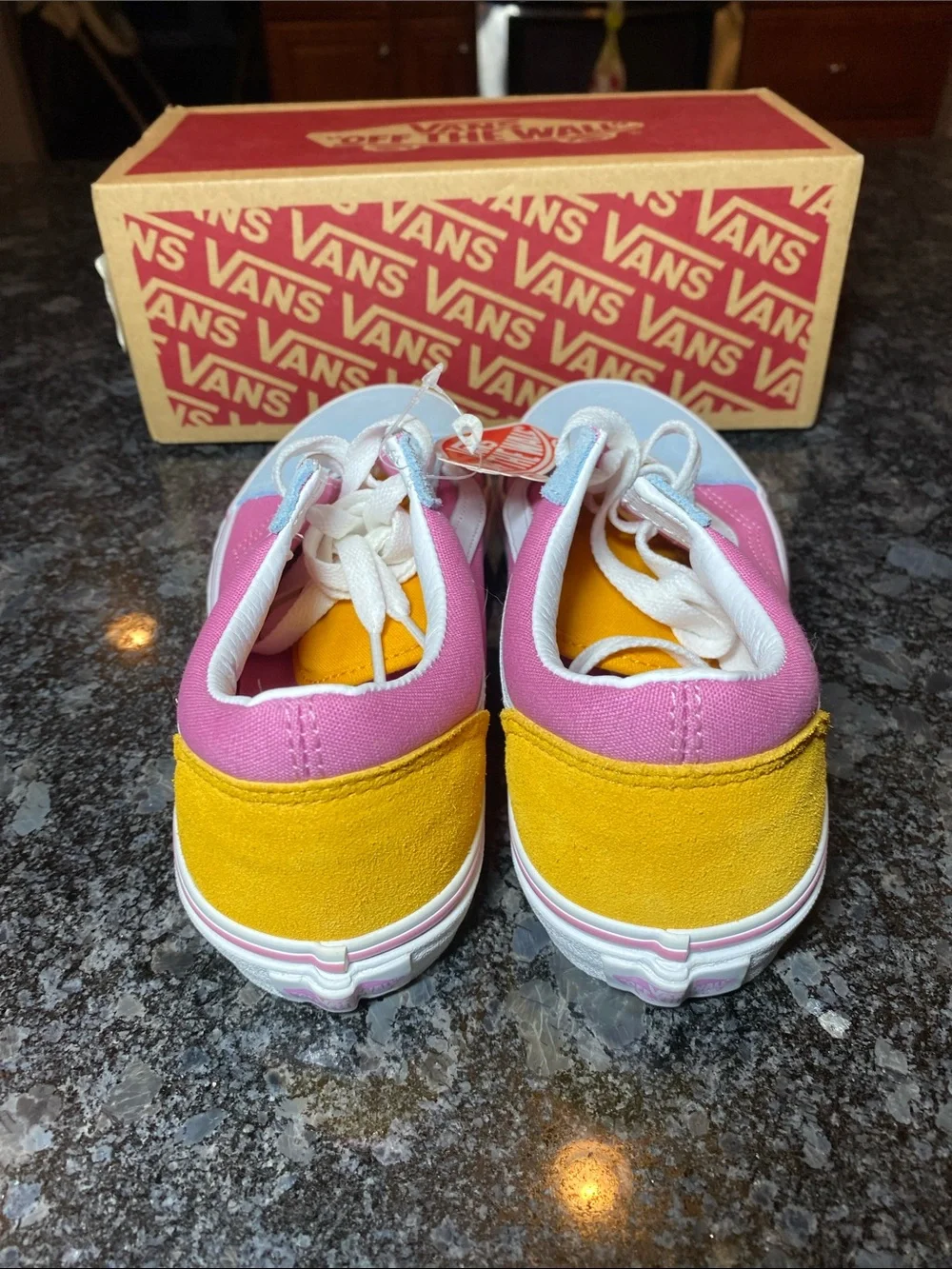 Vans Kids Old Skool Sneakers - Pink/Light Blue/Yellow Kids Size 4